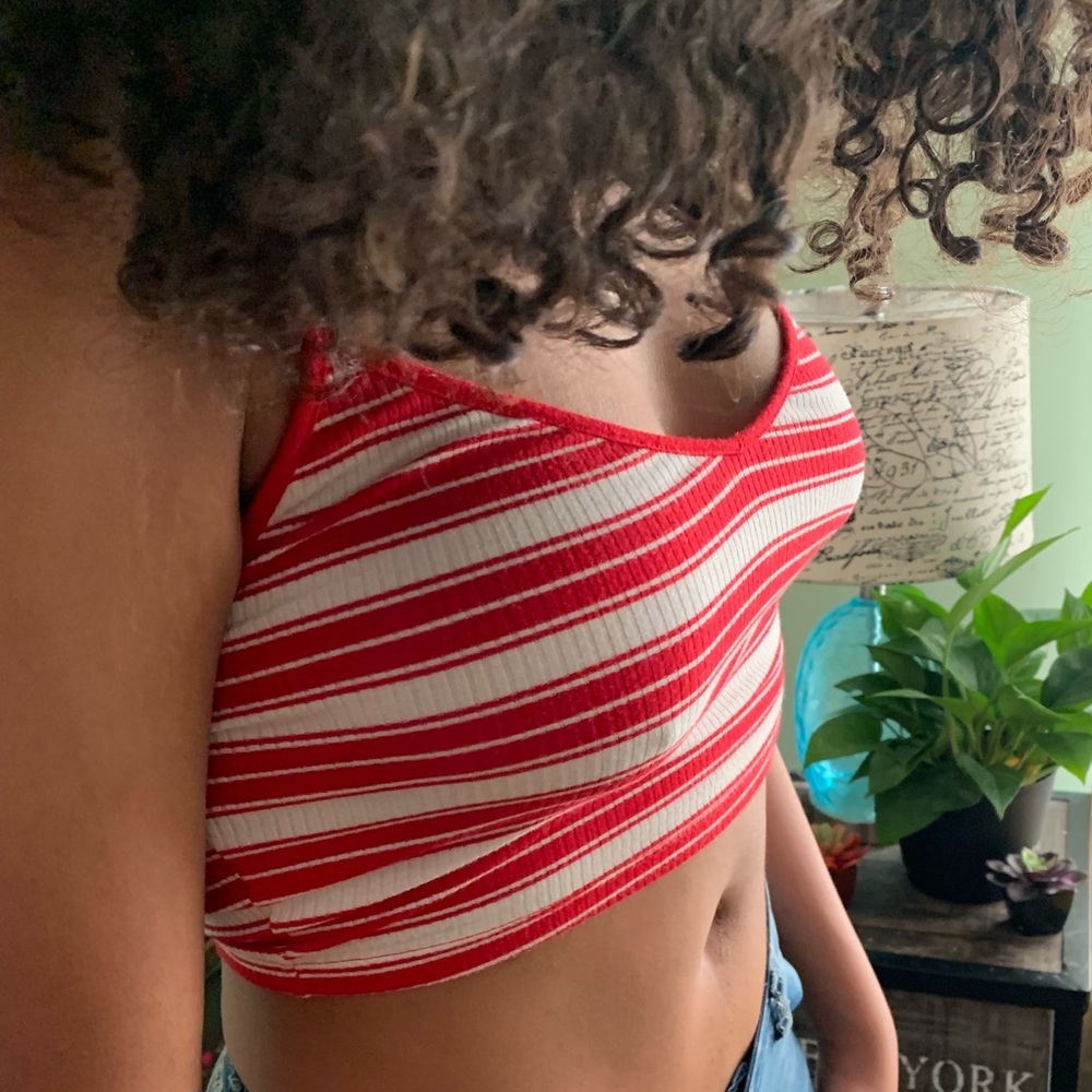 Spaghetti strapped crop top